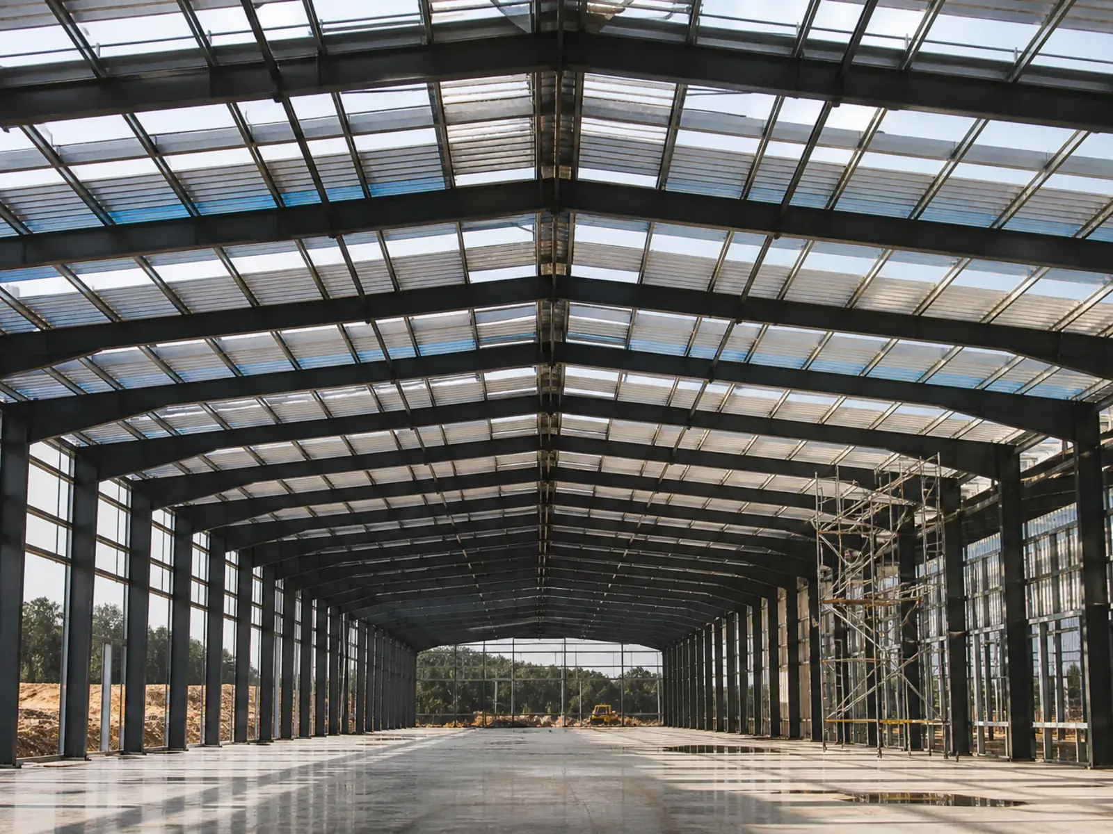 Estructura metálica de nave en obra
